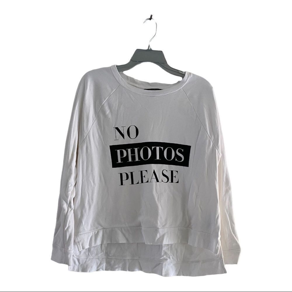 Banana Republic No Photos Please Graphic Sweatshirt Small White Cotton